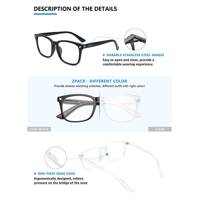 2 Pack Blue Light Blocking Glasses - Image 2